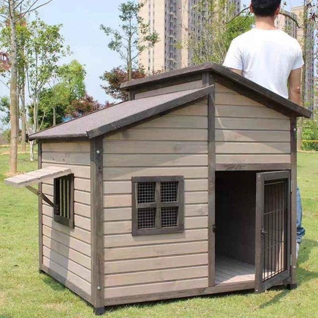 大型 犬小屋 犬 XXLサイズ 別荘 飼育ケージ 小動物ケージ 74*84*80cm 組立式 松の木 室外 木製 ハイラル松 防腐材 中型犬用