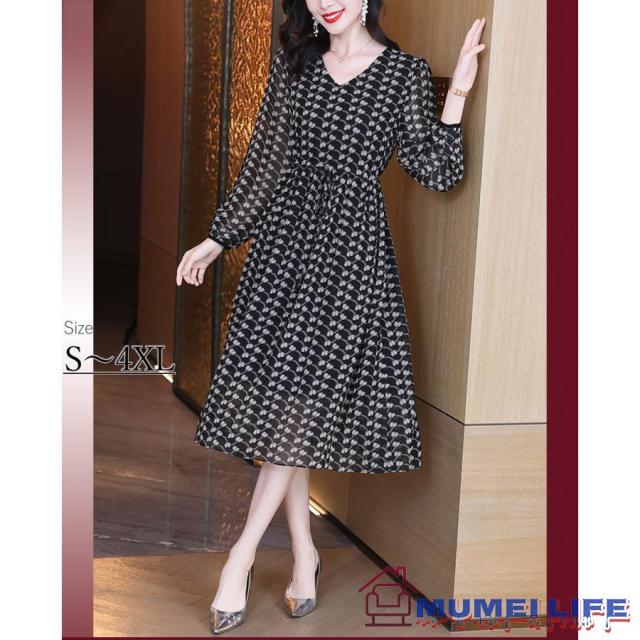 ギャザー 花柄 長袖 結婚式ワンピース フォーマル お食事会 両親 顔合わせ服装40代50代60代70代 お見合い 母親 祖母 姪 ぼっちゃり 体型カバーの通販は 19,800円