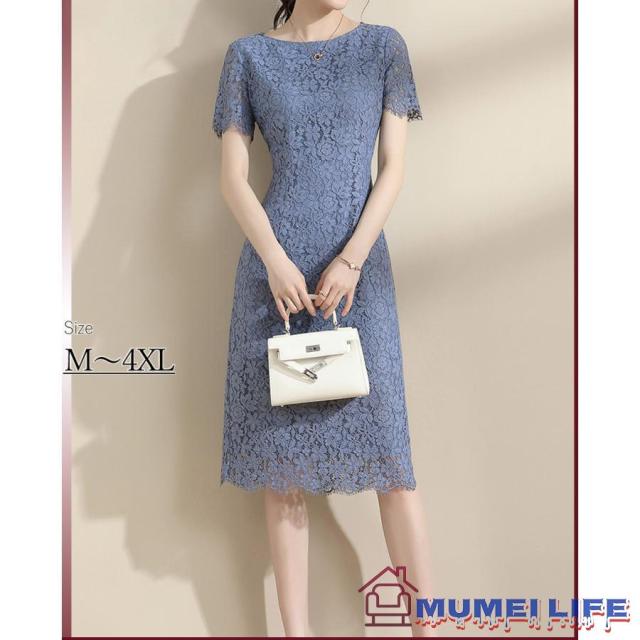 タイト 半袖 花柄総レース 結婚式ワンピース お食事会 両親 顔合わせ服装40代50代60代70代 お見合い 母親 叔母 祖母 姪 ぼっちゃり 春夏秋の通販は