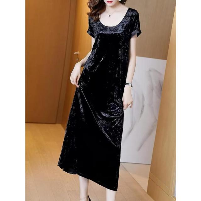 ベロア サック 結婚式ワンピース フォーマルドレス お食事会 両親 顔合わせ服装40代50代60代70代 お見合い 母親 叔母 祖母 姪 ぽっちゃり お呼ばれの通販は