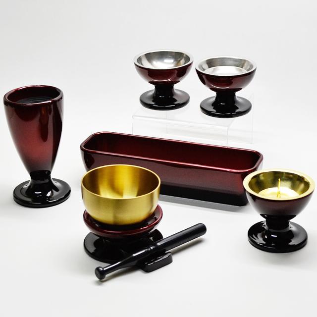 仏具セット メラミン樹脂 053 ワインボカシ メタリック塗装 ミニ仏壇 家具調仏壇用 創価学会用仏具 SGI SOKAの通販は 17,853円