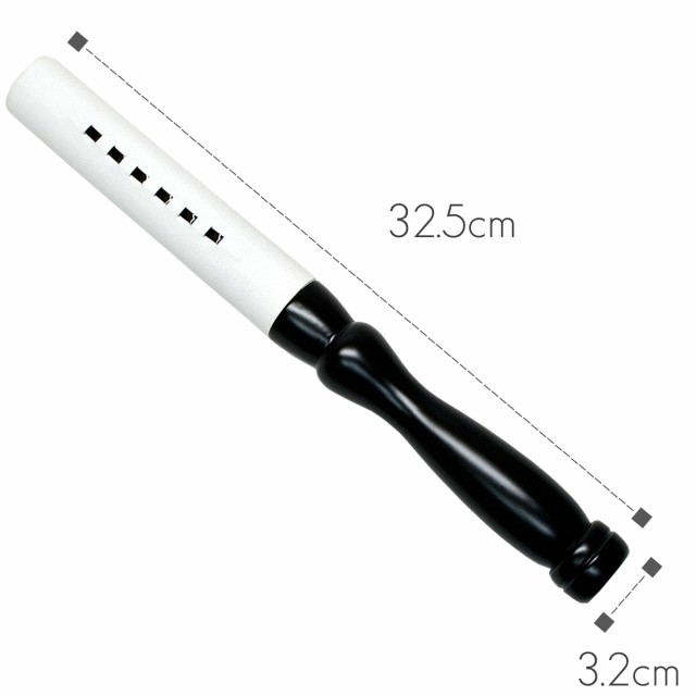 木製革巻きリン棒 １２号 長さ３５.６cm 太さ４cm 木製 白革巻き 黒塗り 本手打１０.０号用 仏具 028