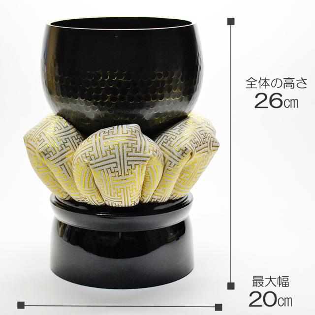 本手打リンセット 5.0寸 052 ブラック 黒 白 真鍮 仏具 りんセット_1