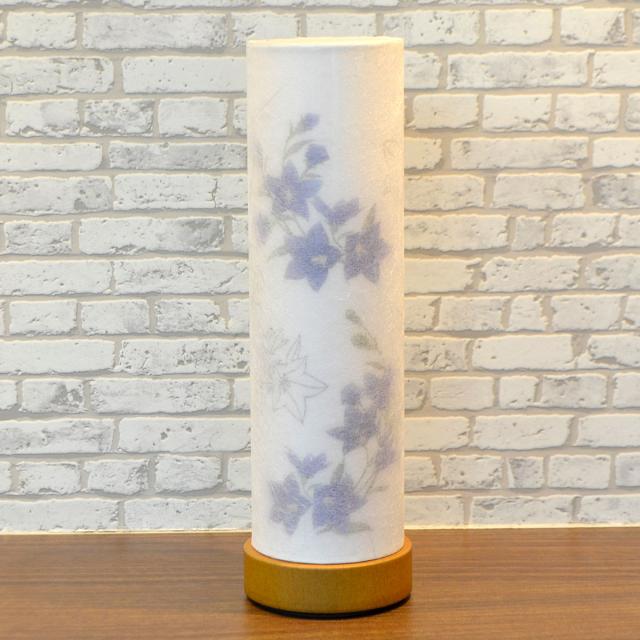 コンパクト盆提灯 和照灯 1基 コードレス 電池式 LED 桔梗 高さ26cm 直径8cm 紫の花柄 024 インテリア提灯 おしゃれな提灯 岐阜ちょうちん 和風行灯 現代風 モダン 二重張り