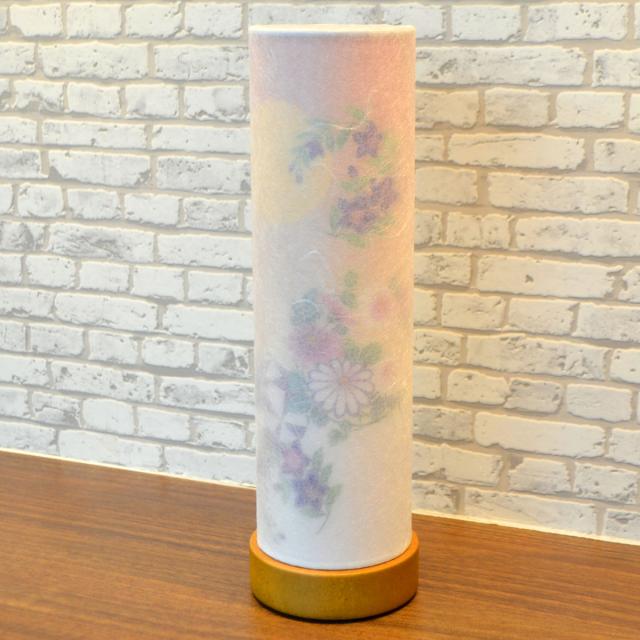 コンパクト盆提灯 和照灯 1基 コードレス 電池式 LED 高さ26cm 直径8cm 月と花柄 025 インテリア提灯 おしゃれな提灯 岐阜ちょうちん 和風行灯 現代風 モダン 二重張り