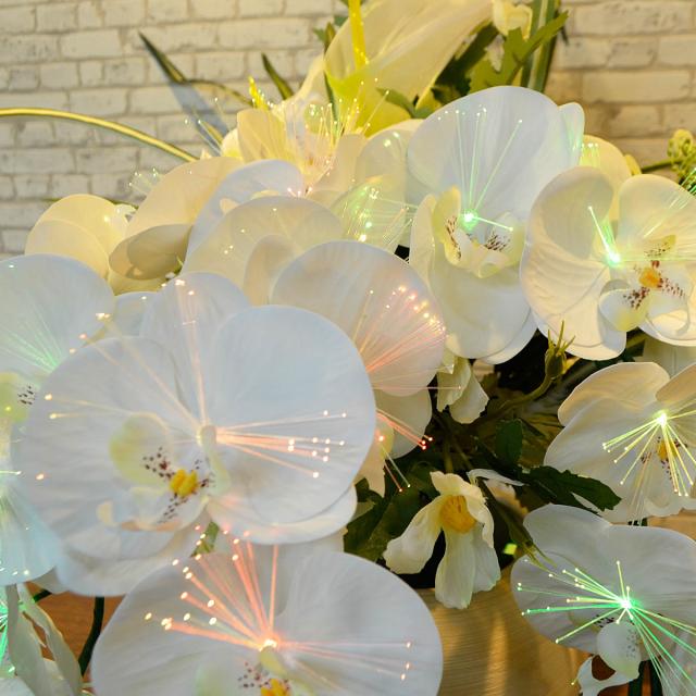 グランドルミナスアレンジメントフラワー 光触媒 彩の華 電源コード式 026 胡蝶蘭 高さ52cm×横幅50cm×奥行45cm LED 盆提灯 盆ちょうちん 灯篭 造花