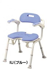 安寿 折りたたみシャワーベンチ IU 座面U型 536-330 ブルー　アロン化成 入浴介護用 風呂椅子 の通販は