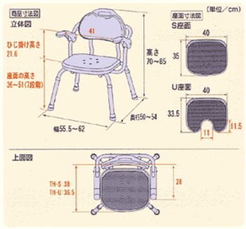 アロン化成 安寿 ひじ掛け付シャワーベンチ TH-U レッド ひじ掛け付シャワーベンチ TH-U | 安寿の介護用品 | アロン化成