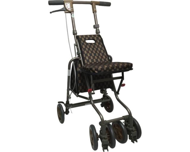 島製作所 サニーウォーカーAW-3（III)  Bブラウン  軽量モデル 座面椅子付き お洒落なシルバーカー  折りたためて自立します。持ち運び楽々 お洒落紳士シックなシルバーカー プレゼントにおすすめ 介護福祉サービス高齢者デイサービスシニアの通販は