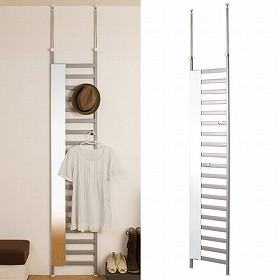 突っ張りパーテーション　ミラー付き　幅 40cm （ 棚 ラック 姿見 鏡 送料無料 伸縮 突ぱり ）の通販は 16,800円