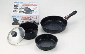 マーブルコート　クックウェア5点セット（鍋/フライパン×2/フタ/ハンドル）（ 取っ手 IH対応 ） 