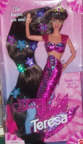 1995 Jewel Hair Mermaid Teresa Barbie Doll in Pink with the longest ha（中古品）