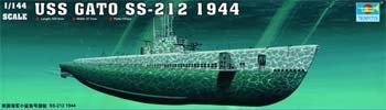 トランペッター 1/144 米海軍ガトー級潜水艦 SS-212 1944 プラモデル（中古品）