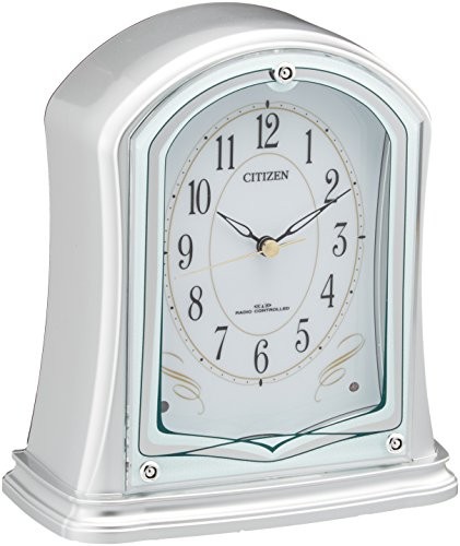 シチズン 置き時計 電波 アナログ パルドリームR694 銀色 CITIZEN 4RY694-0（中古品）
