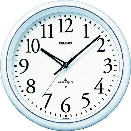 カシオ 夜見えライト付き 電波アナログ壁掛け時計 ホワイト IQ-1050NJ-7JF（中古品）