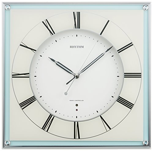 リズム時計 掛け時計 電波 アナログ ミレディマリン 連続運針 青 RHYTHM 8M（中古品）