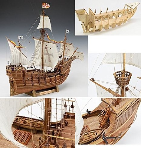 ウッディジョー 1/45 サンタマリア 木製模型　完品 ウッディジョー 1/45 サンタマリア 木製模型 完品