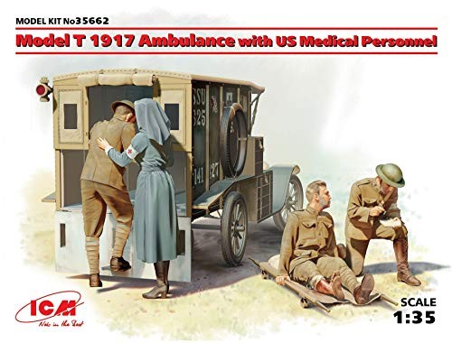 ICM 1/35 T型フォード 1917 救急車 アメリカ衛生兵フィギュア付 プラモデル（中古品）の通販は