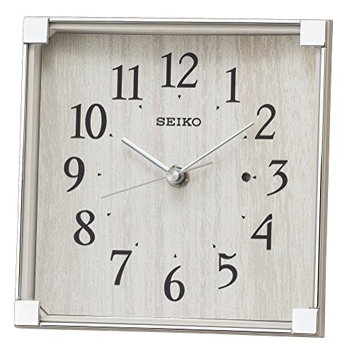 セイコー クロック 置き時計 電波 アナログ 薄グレー BZ237A SEIKO（中古品）