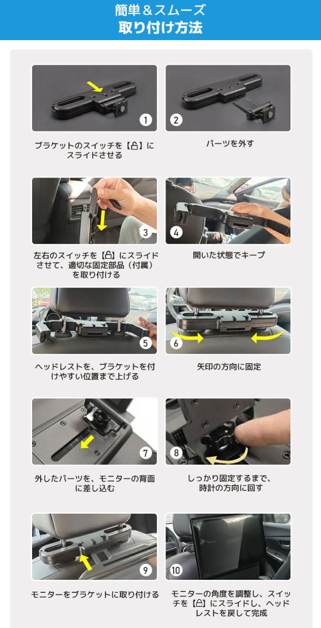10.6インチ 1080P リアモニター 車載モニター 軽量HDMI 薄型 2台 10.6インチ オンダッシュモニター HDMI搭載 高画質 リアモニター