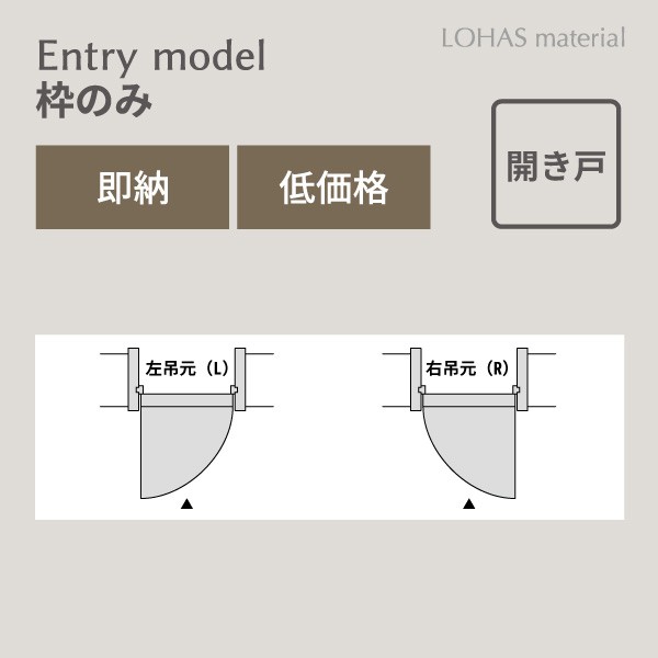 LOHAS material 無垢建具 室内ドア Entry model 片開き戸枠 パイン 即納 枠 自然素材 木製 エントリーモデル ミディアムブラウン塗装 自