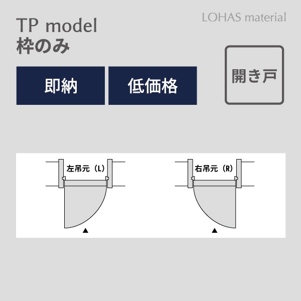 LOHAS material 無垢建具 室内ドア TP model 片開き戸枠 パイン 即納 枠 自然素材 木製 TPモデル 無塗装