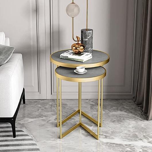 円形サイドテーブル 2個セット ゴールド 円形サイドテーブル 2個セット ゴールド