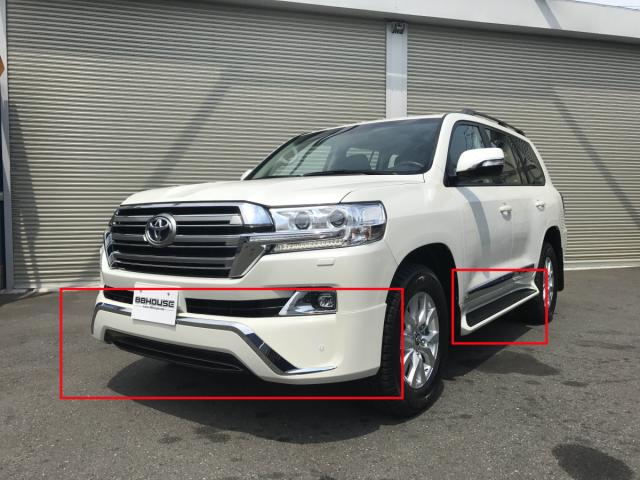 ランクル200 フルエアロキット 後期 前後 サイドステップ 3点セット パール（070）個人宅配送不可 ハーフスポイラー 塗装済み ランドクルーザーの通販は