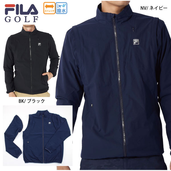 セール ゴルフウェア ゴルフブルゾン ベスト フィラゴルフ 784211 メンズ 24秋冬 袖脱着ストレッチブルゾン 大きいサイズ有 ストレッチ 撥水  FILA GOLFの通販は