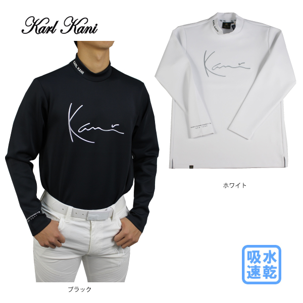 【値下げしました】カールカナイゴルフ ハイネックシャツ 203KG1101 メンズ 大きいサイズ　吸水速乾　中肉ハイネック ロンＴ全2色 ブラック　ホワイト　Karl Kani 　の通販は 5,349円