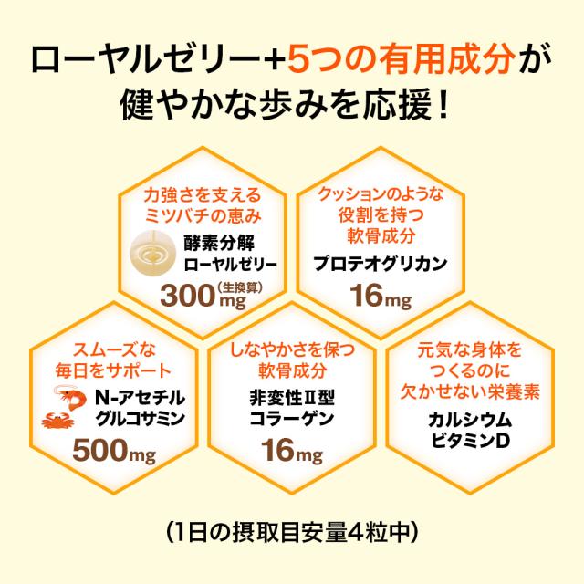 山田養蜂場 てくてく Bee 120粒 袋入  ギフト プレゼント サプリメント グルコサミン プロテオグリカン コラーゲン ローヤルゼリー 健康食品 健康 人気 50代 60代 70代 80代 送料無料 父の日 お中元_2