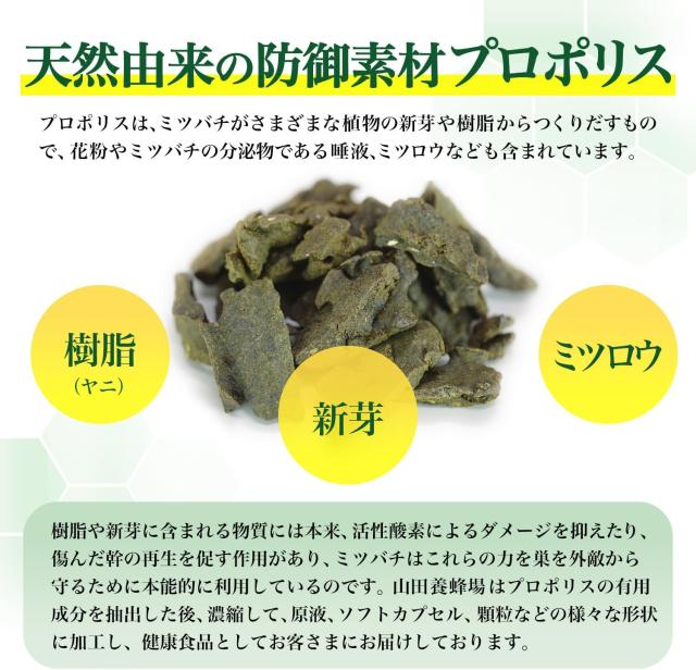 山田養蜂場 プロポリス300 100球 瓶 プロポリス ビタミン ミネラル サプリメント サプリ 粒 ソフトカプセル 健康食品 健康 活力 元気 いきいき 若々しい 飲みやすい ギフト プレゼント 送料無料 父の日 お中元_3