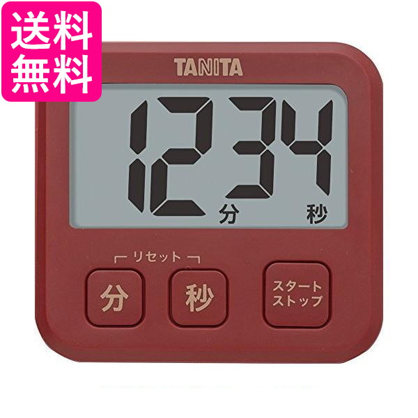タニタ TD-408 RD キッチン タイマー マグネット付き 大画面 薄型 レッド 厚さ9.5mm 送料無料