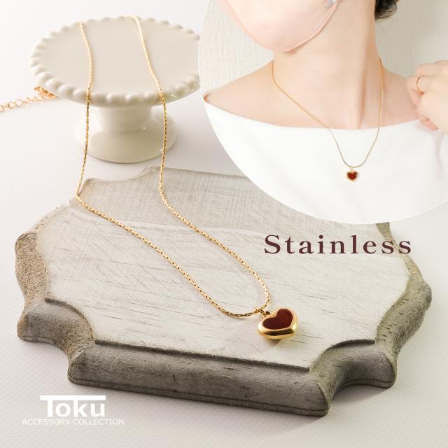 ネックレス ペンダント レディース ハート モチーフ サージカルステンレス 金属アレルギー対応 つけっぱなし 錆びない クロスハンマーチェーン ゴールド 恋愛 シンプル プチプラ 格安 大人かわいい ぷっくり かわいい 高見え 高級感 オーブ