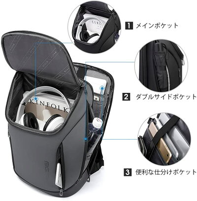 リュック メンズ リュック 通学 大人 パソコンリュック 大容量 防水 通勤 ビジネスリュック PC リュック 15.6インチPC対応バックパック USBポート付き多機能リュック 軽量 高通気性ラップトップバックパック リュックサック 通学_3