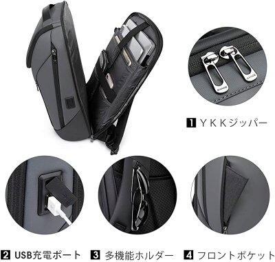 リュック メンズ リュック 通学 大人 パソコンリュック 大容量 防水 通勤 ビジネスリュック PC リュック 15.6インチPC対応バックパック USBポート付き多機能リュック 軽量 高通気性ラップトップバックパック リュックサック 通学_5