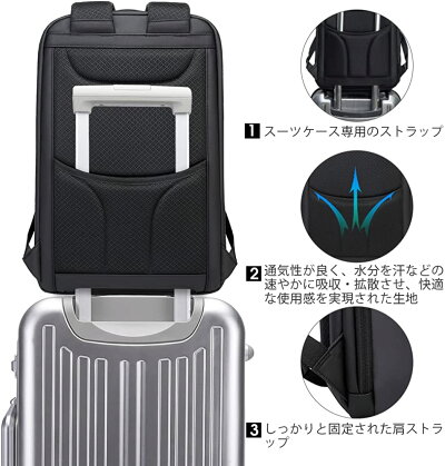 リュック メンズ リュック 通学 大人 パソコンリュック 大容量 防水 通勤 ビジネスリュック PC リュック 15.6インチPC対応バックパック USBポート付き多機能リュック 軽量 高通気性ラップトップバックパック リュックサック 通学_6
