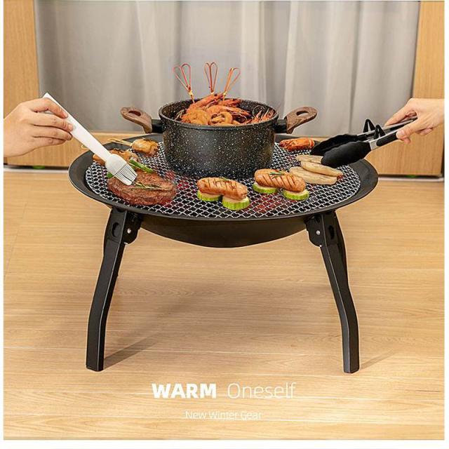 バーベキュー コンロ 折りたたみ 焚火台 丸型 ヒーター バーベキュー