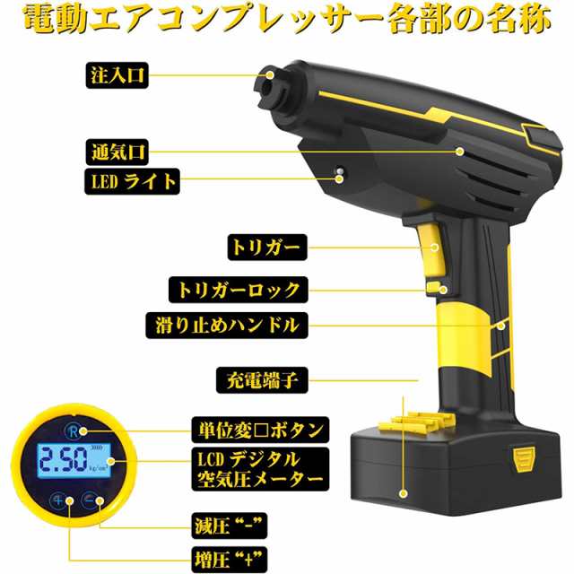 当日発送 エアコンプレッサー コードレス 電動エアコンプレッサー