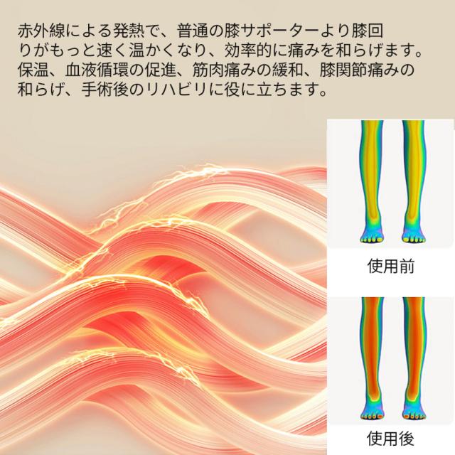 電熱膝サポーター 電熱ヒーター 大容量バッテリー内蔵 ひざウォーマー 膝サポーター 1個 膝用 肩用 ヒーター内蔵 発熱 3段階温度調整 3段階マッサージモード_6