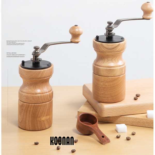 コーヒーミル 手挽き コーヒー豆挽き器 木製 セラミック刃 手動 小型 ...