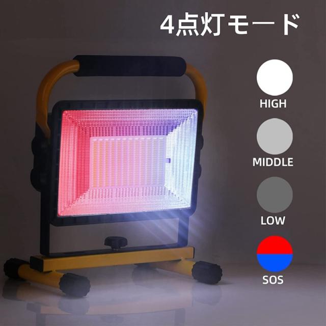 作業灯 充電式 ソーラー充電 屋外 防水 ポータブル投光器 懐中電灯 ソーラーパネル 21600mAh 大容量 角度調整 広角度 4モード 集魚灯 LED 停電対策 太陽光発電 アウトドア キャンプ BBQ 屋外用 連続点灯 充電 IP65防水仕様 太陽光充電_3