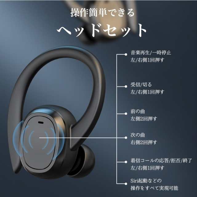 ワイヤレスイヤホンBluetooth5.3 ヘッドホン 耳掛け式 Hi-Fi高音質