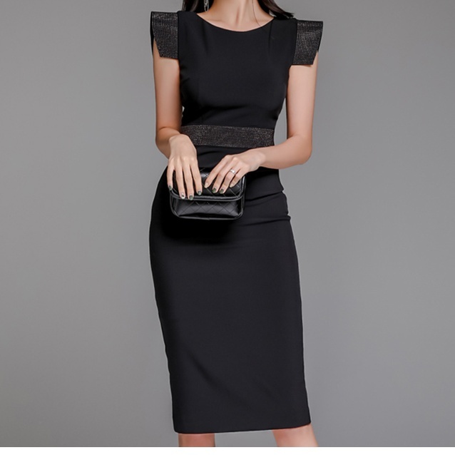 ワンピース レディース 膝丈 半袖 フレンチスリーブ ラウンドネック タイト スリム 細身 ストレート ウエストマーク かわいい きれいめ シンプル 上品 おしゃれ かっこいい 大人女子 お出かけ 無地 春 ブラック イエロー ゆったり 個性的 送料無料の通販は