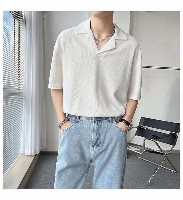 トップス Tシャツ ポロシャツ 半袖 サマーニット コーデュロイ 韓国 通販