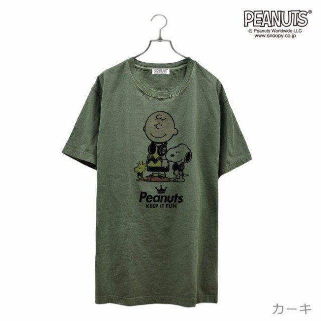 スヌーピー Tシャツ ピグメント 半袖 音楽 ヘッドフォン 夏 フェス