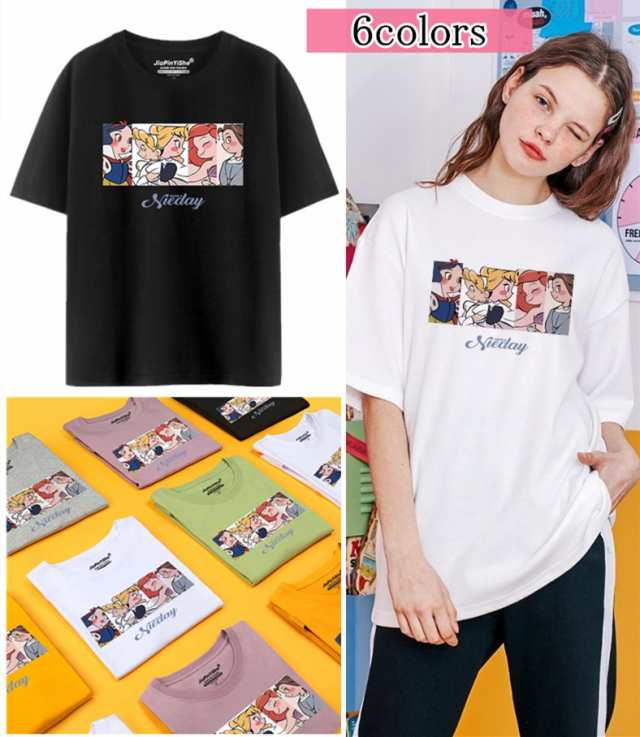 ディズニー キャラTシャツ Tee プリンセス 白雪姫 シンデレラ アリエル ベル プリントtシャツ Ｔ-shirt 半袖Tシャツ Disney  オーバーサイ｜au PAY マーケット