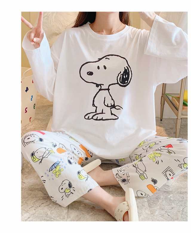 スヌーピーパジャマ おしゃれ コットンパジャマ Snoopy ルームウェア ...