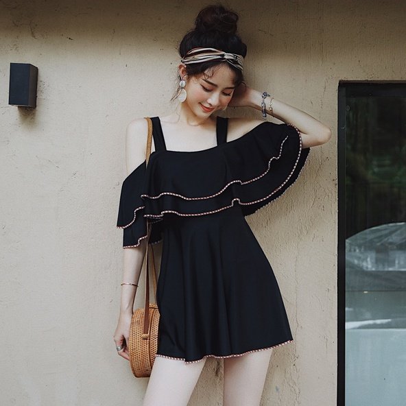 水着 スイムウェア 体系カバー水着 ワンピース セパレート パッド付き 体系カバー 二の腕カバー 長袖 フリル 透け感 胸元 谷間 盛れるの通販は 6,103円