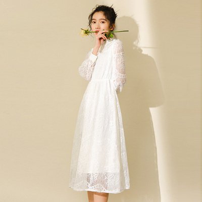 ワンピース ミニワンピース Aラインワンピース ミドル丈 膝下 七分袖 無地 春 Aライン ウエストマーク かわいい 大人可愛い シンプルの通販は